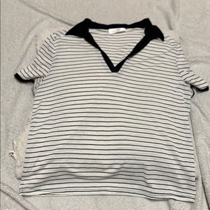 Never worn white &black stripe Niki & Gabi V neck